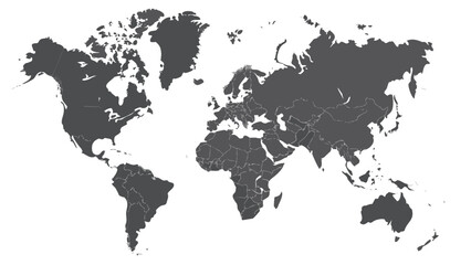 Naklejka premium Gray world map on white background global geography illustration continents and countries