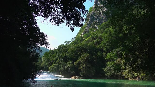 Explore Micos Waterfalls in Ciudad Valles Huasteca Potosina San Luis Potosi Mexico on a sunny day