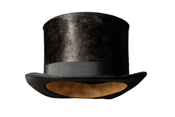Black top-hat isolated on transparent background. Face up, PNG. © adonsky