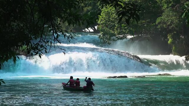 Exploring Micos Waterfalls and rowing boat in Ciudad Valles, Huasteca Potosina, San Luis Potosi, Mexico