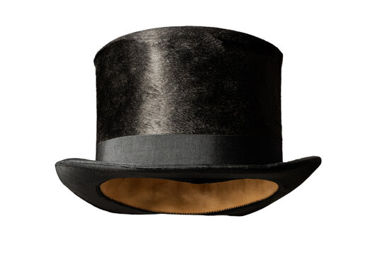 Black top-hat isolated on transparent background. Face up, PNG.