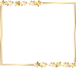 Naklejka premium frame with leaves gold border Golden Border Warm Color Frame