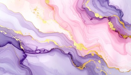 ゴールドが煌めく紫色の抽象インクテクスチャ背景Abstract Purple Ink Texture Background with Shimmering Gold