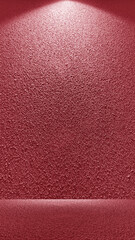 Vibrant red textured studio background with top spotlight. wall for luxury product display presentations and theatrical vertical banners
