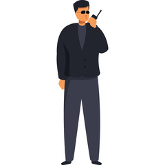 Obraz premium Security Guard Talking on Walkie-Talkie
