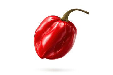 Red habanero pepper on a transparent background with soft reflection