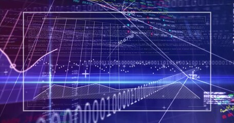 Animation graphs, binary codes, trading boards, computer language over connected dots - Powered by Adobe