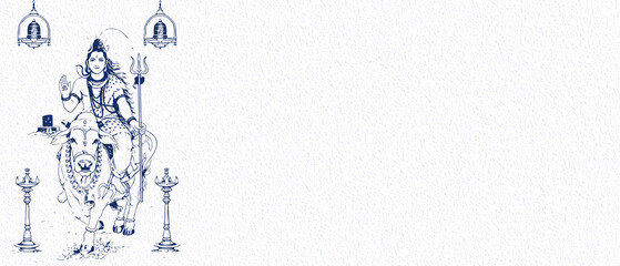 Mahadev on Nandi Vahana with Trishul and Lingam