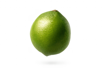 Bright green lime fruit on a transparent background, close-up view.