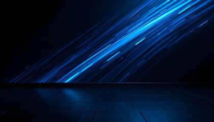 Abstract blue and black light pattern with gradient metal texture, soft tech diagonal dark clean background