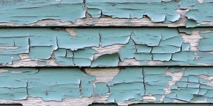 Weathered Teal Painted Planks with Aged Texture and Cracked Pattern Showcasing Rustic Beauty