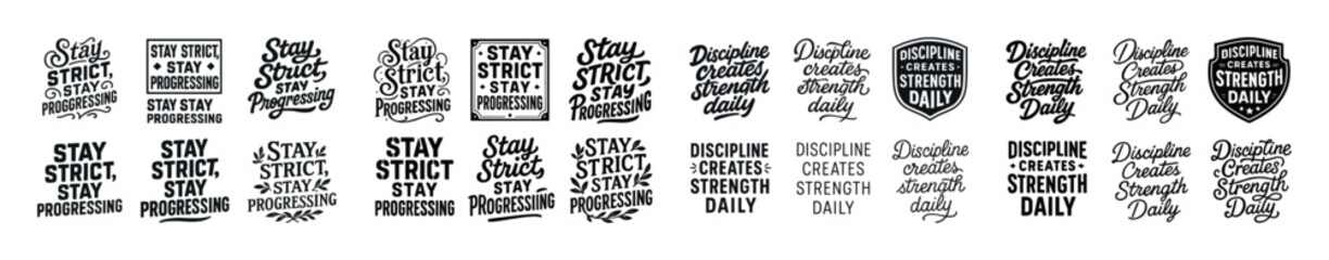 Fototapeta premium Motivational quote designs with focus on discipline and progress