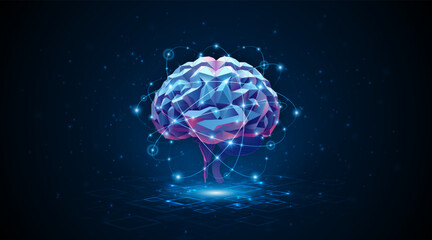 Artificial neural network or artificial intelligence brain. Digital brain science for future learning. modern technology innovation concept background