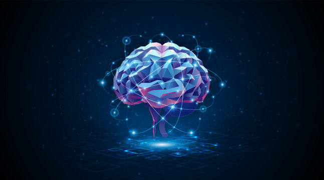Artificial neural network or artificial intelligence brain. Digital brain science for future learning. modern technology innovation concept background