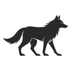 Predator Wolf Standing with Raised Head Silhouette Art