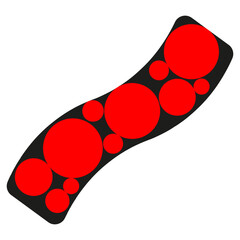 Red circle flow. Liquid wave Vector. Abstract bubble pattern. Dynamic fluid movement theme. Unique organic shape.