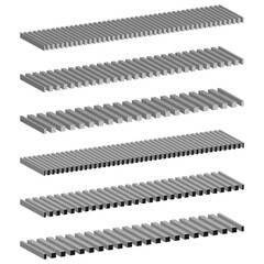 Stacked grid Vector. Horizontal mesh structure. Grey linear texture. Pristine white background.