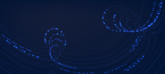 Digital particles background with glowing blue dots. Abstractdigital technology flow background, modern tech vector banner, corporate business concept, hi-tech abstract background for presentation 