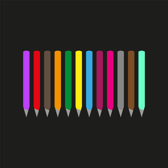 Professional pencil collection. Creative Vector instrument. Multicolored palette spectrum. Artistic drawing supply