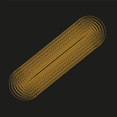 Orange tunnel effect. Circle line Vector. Oblong tube element. Intense minimalist black background.