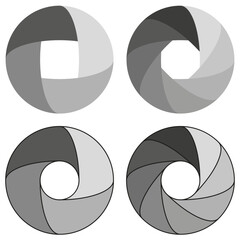 Sophisticated shutter lens. Sophisticated circle Vector. Shimmering gradient symbol. Advanced camera process icon.