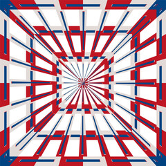 Colorful maze pattern. Red blue Vector. Geometric grid structure. Sophisticated abstract texture.