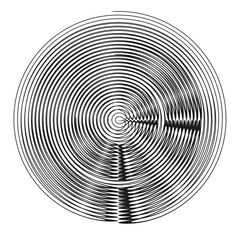Extraordinary linear Vector. Sophisticated moire identification. Abstract geometric component. Monochromatic radial graphics.