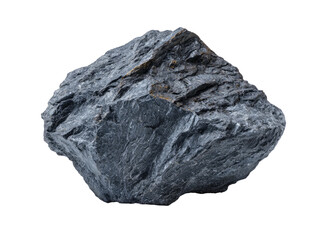 Obraz premium A close-up shot of a rough, gray-blue rock against a stark black background