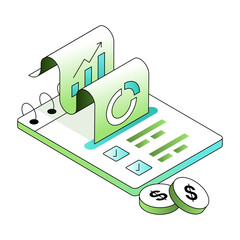 An isometric style illustration showing a financial statement