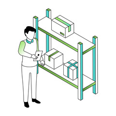 An isometric style illustration showing inventory audit