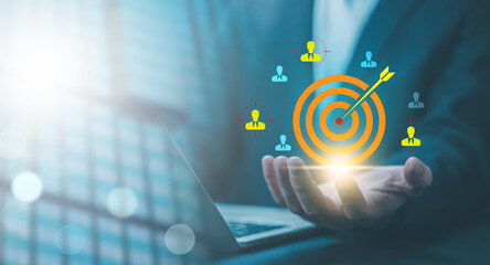 Business target audience concept. candidate profile icons representing people management, employee...