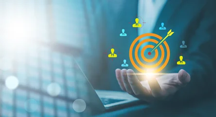 Fotobehang Muziek Business target audience concept. candidate profile icons representing people management, employee relationship, recruitment strategy, and modern human resources solutions. HR digital business.  © VRVIRUS