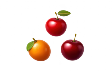 Three Fruit Arrangement on a transparent background, Vibrant Colors