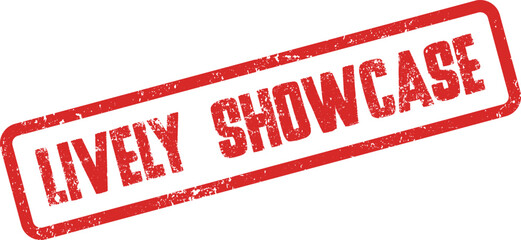 Red grunge Lively Showcase message stamp ideal for dynamic presentations and public displays