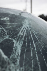 Shattered Car Windshield from Traffic Accident Crash