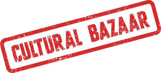 Red textured rubber stamp with the message Cultural Bazaar for vibrant community events