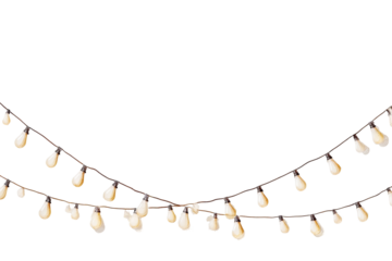 Two strands of decorative, warm-toned lights against a black background