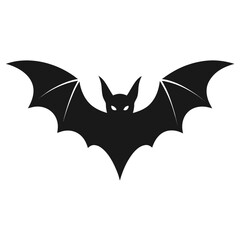 Fototapeta premium Silhouette of a black bat with wings spread wide