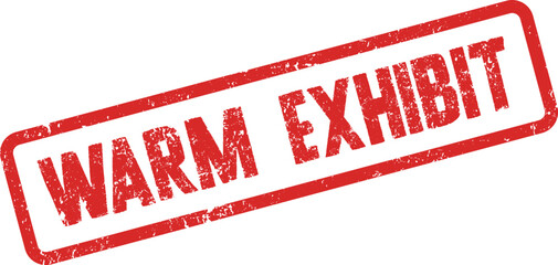 Rustic red Warm Exhibit stamp for gallery displays and cultural event marketing