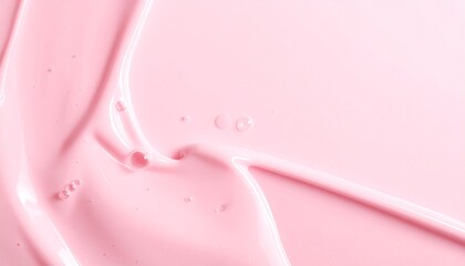 Glossy Pink Creamy Texture with Swirls and Bubbles