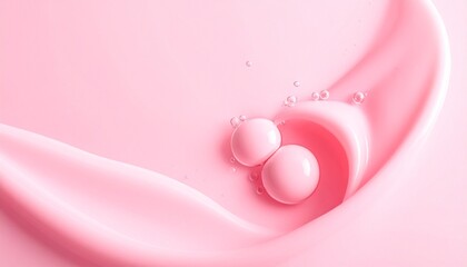 Glossy Pink Creamy Texture with Swirls and Bubbles