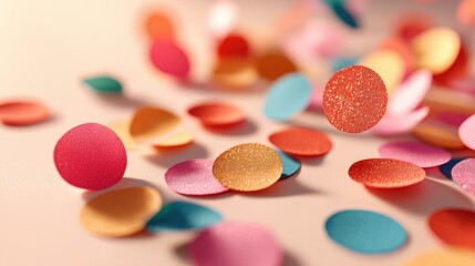 Colorful confetti scattered on a light surface