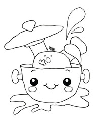 Cute Happy Cooking Pot Character Boiling Over
