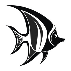 Obraz premium Stylized black and white fish design with elegant stripes, perfect for marine themes