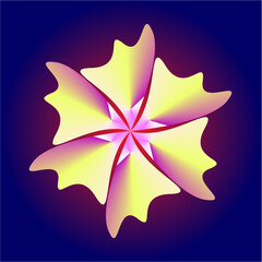 Obraz premium Glowing pastel petals swirl around a vibrant red core, forming a luminous floral vortex against a deep blue cosmic background.