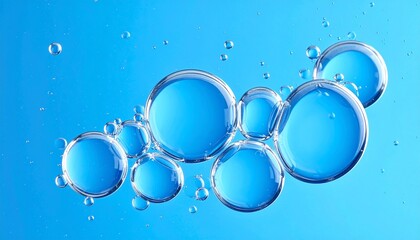 Translucent Bubbles Floating in Blue Liquid