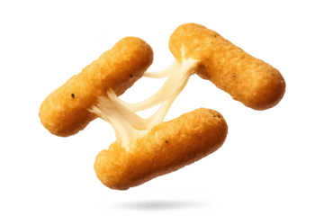 Golden Mozzarella Sticks on a transparent background for Menu Design.