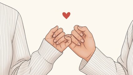 Interconnected hands forming heart with love and affection