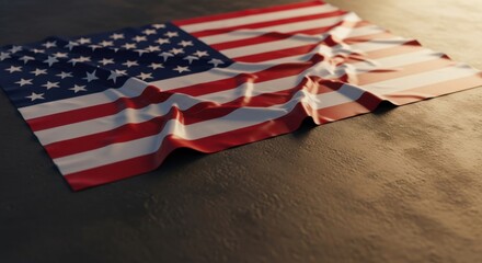Crumpled American flag on dark surface symbolizing freedom struggle