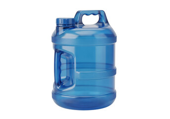 Large translucent blue plastic jug with a sturdy handle and screw on cap for liquid storage